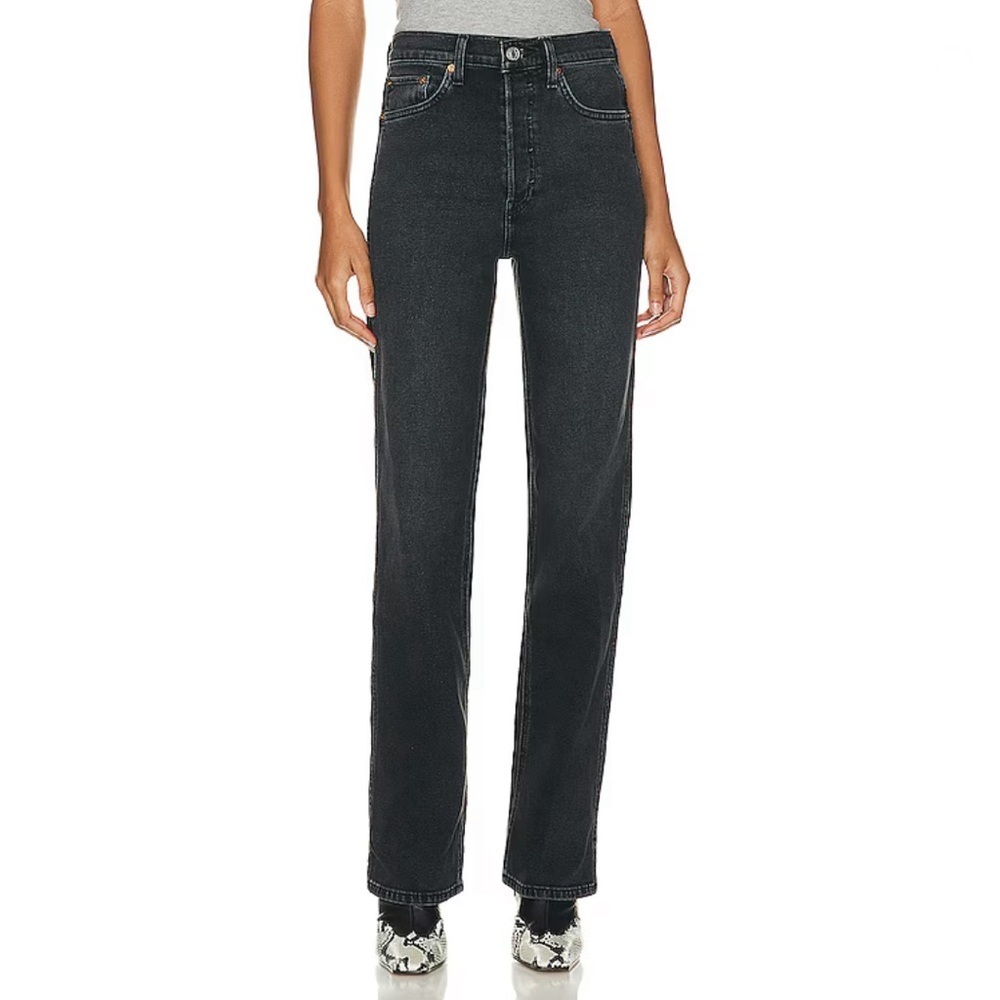 NWT RE/DONE Originals 90s High Rise Loose Jeans in Noir Size 26